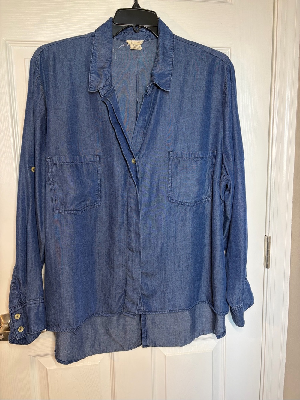 ANDREA FENZI Washed Denim-Blue Button Front Shirt